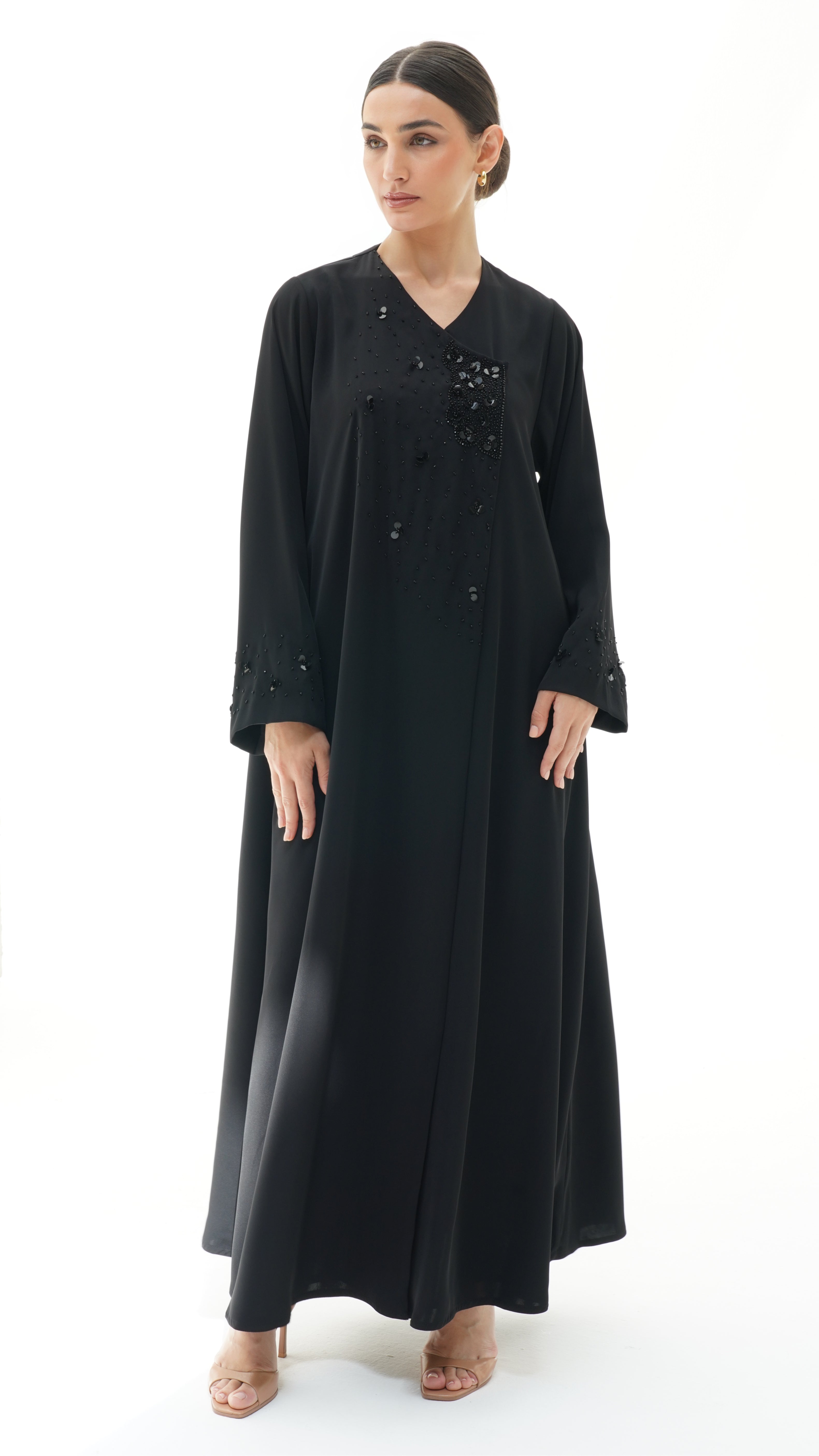 Layali Black Abaya With Handwork