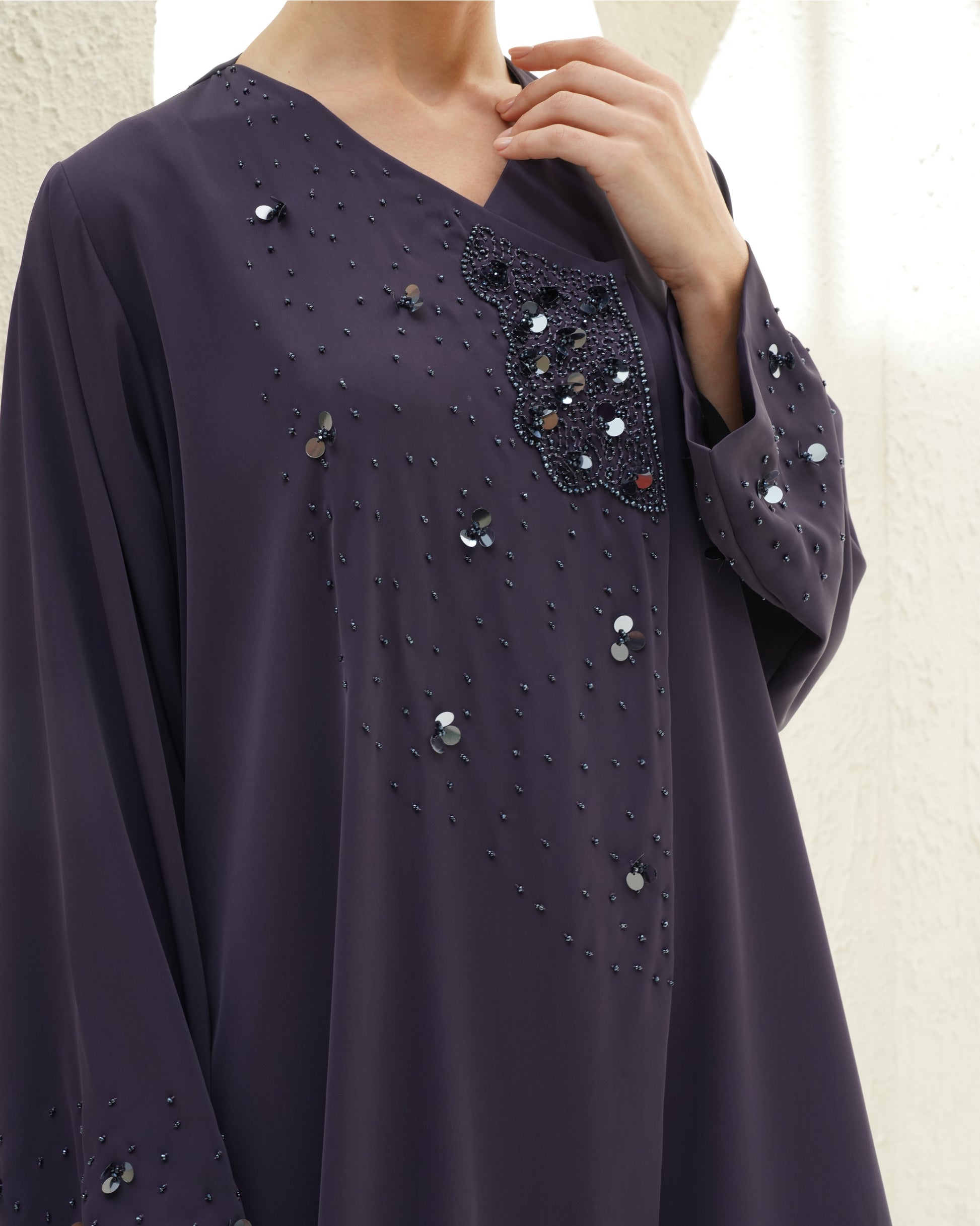 Layali Purple Abaya Japanese Crepe Handmade