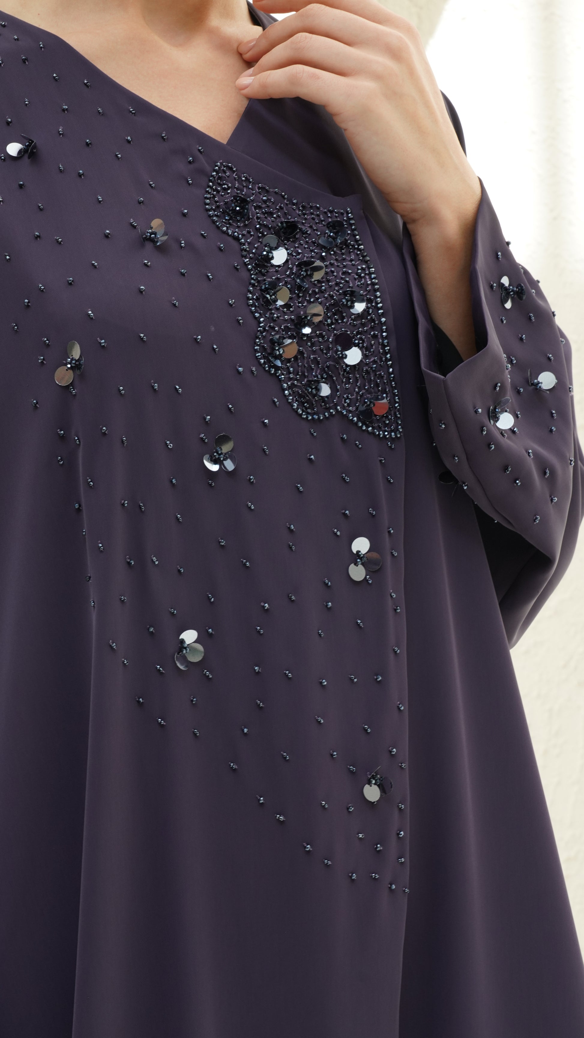 Layali Purple Abaya Japanese Crepe Handmade