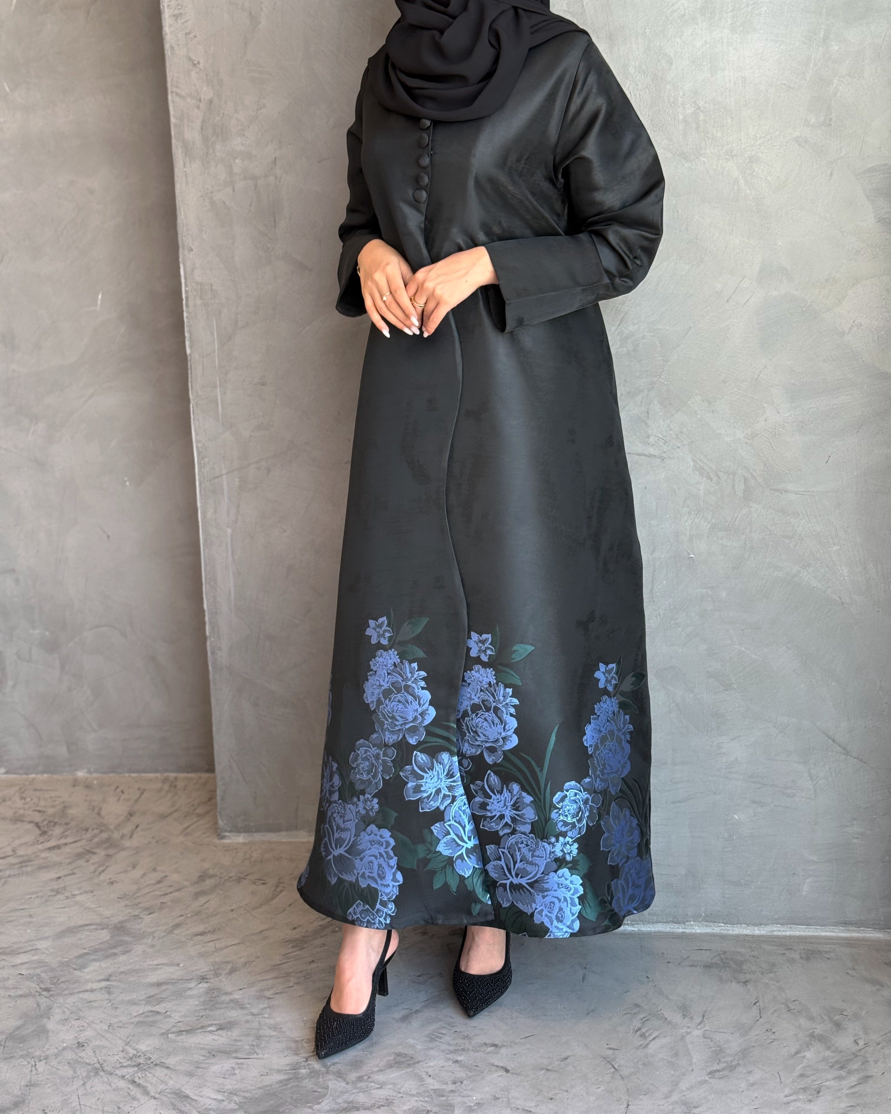 Satin Blue Abaya 