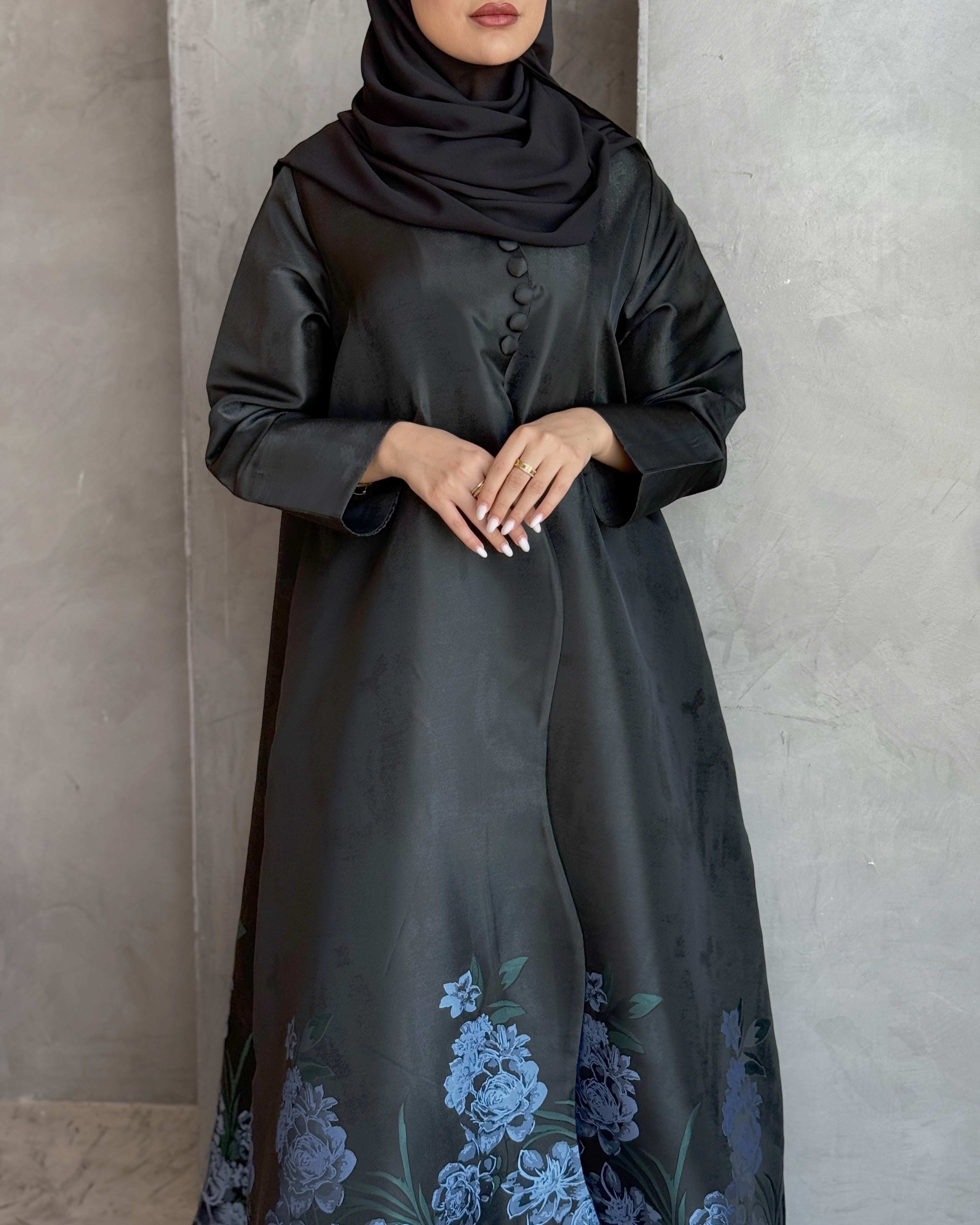 Satin Blue Abaya 