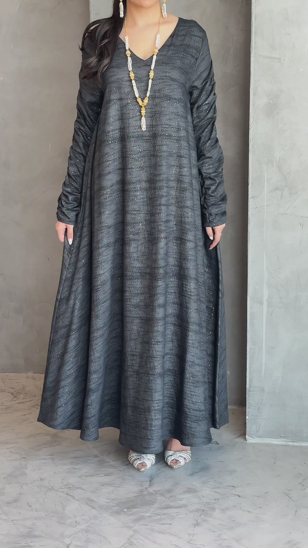 Shine Jalabiya Black Dress