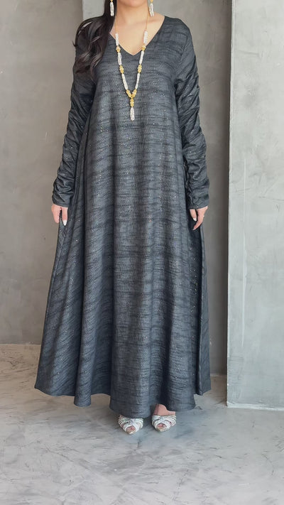 Shine Jalabiya Black Dress