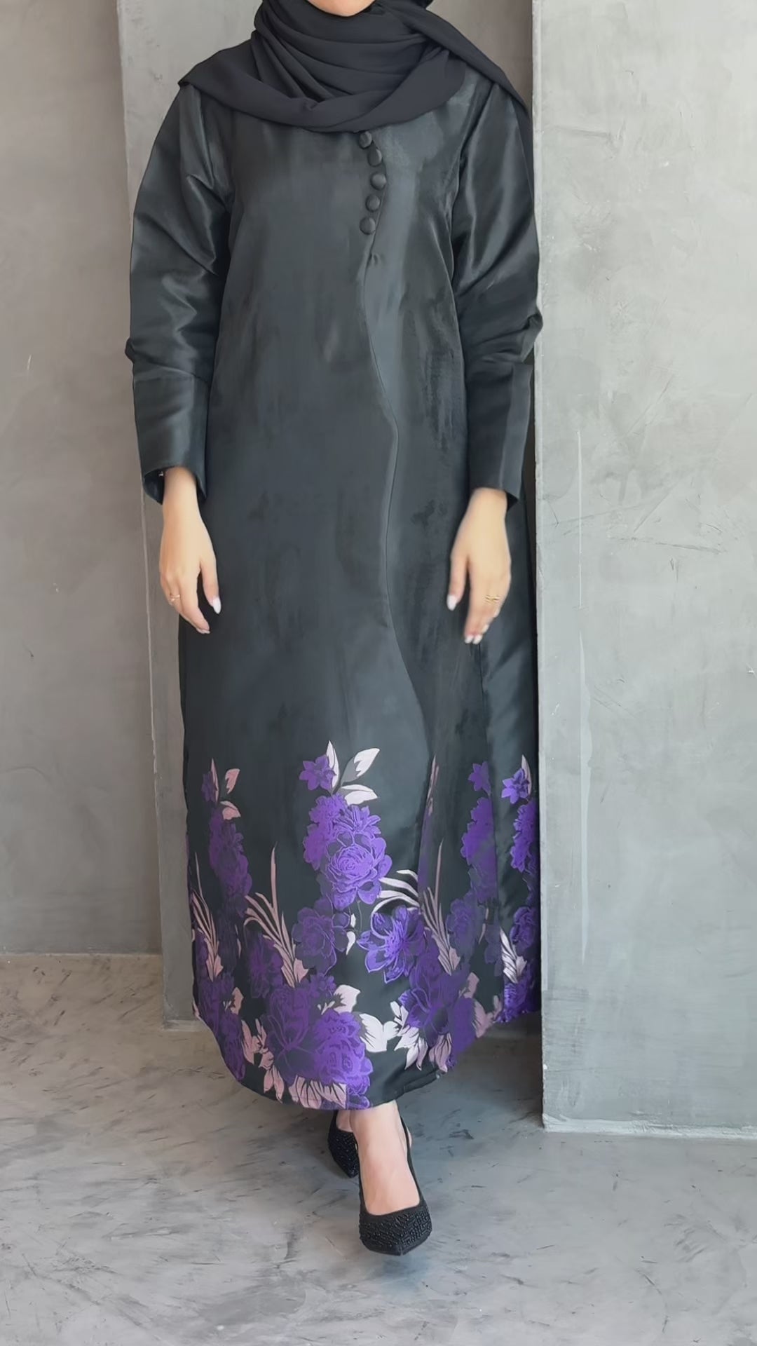 Satin Purple Abaya