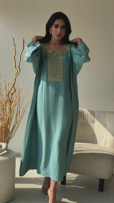 Marooj Light Blue Kaftan Abaya
