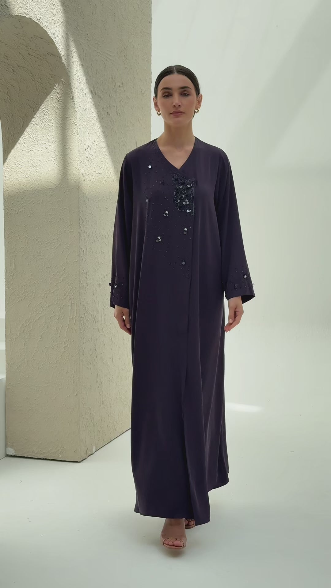 Layali Purple Abaya Japanese Crepe Handmade