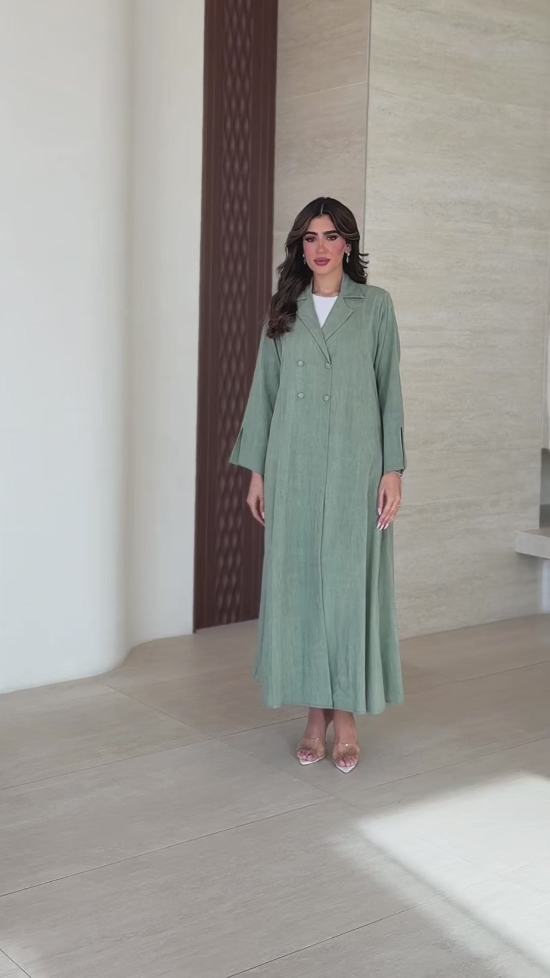 Nawal Light Green Abaya