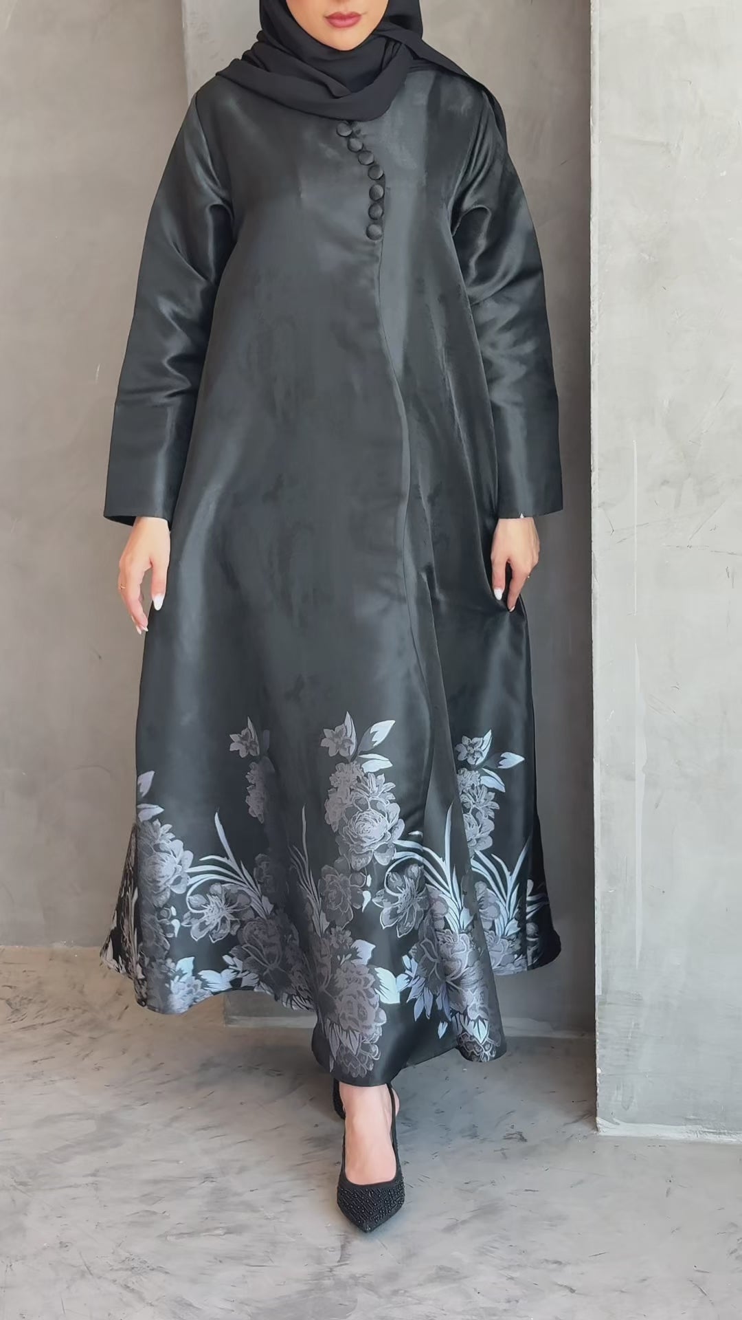 Satin Grey Abaya