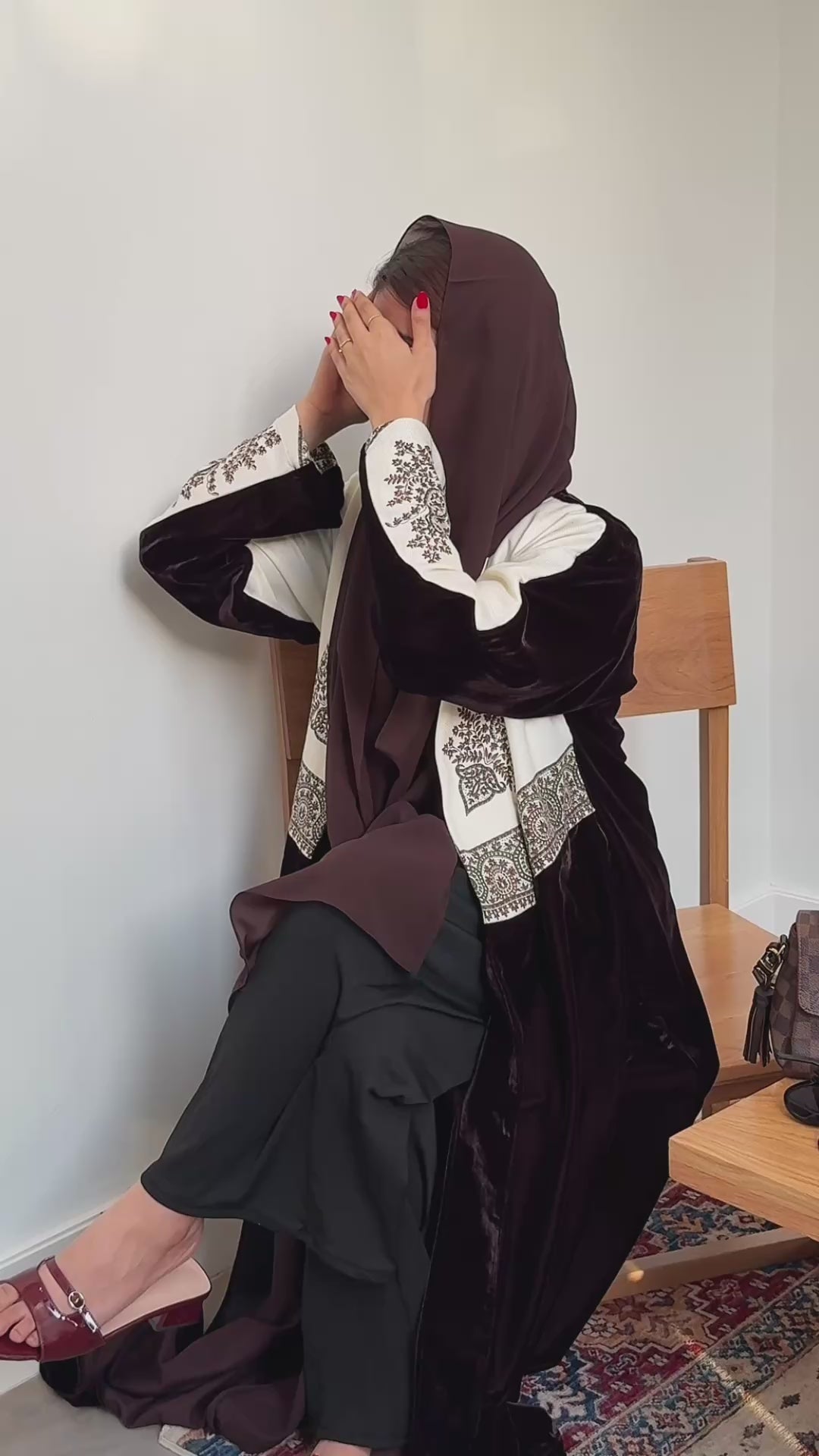 Kashmiri Brown Velvet Abaya