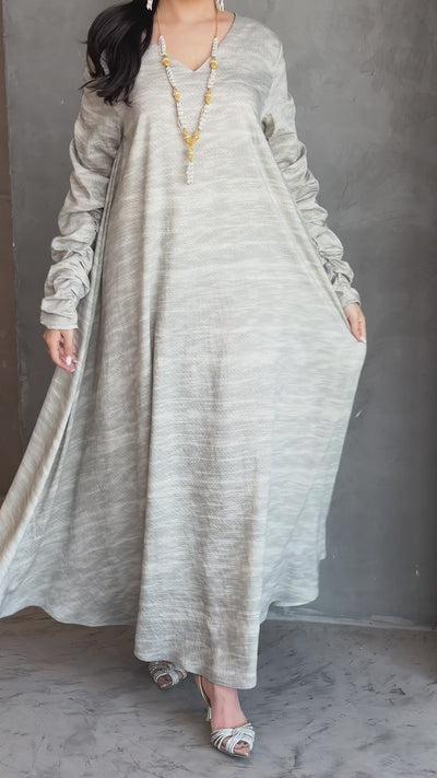 Shine Grey Jalabiya  Dress